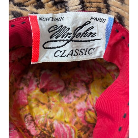 Leopard Print Mr. John Classic Bucket Hat With Black Ribbon Accent & Floral Lini main image 7